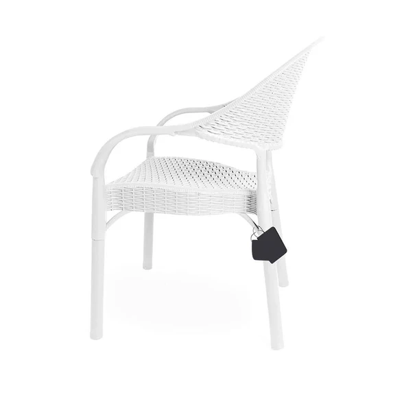 Omnipazar IRK-HK735 Bambu Rattan Desenli Plastik Bahçe Sandalye Koltuk 4'lü Set - 11