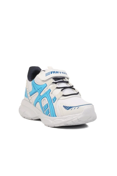 Aspor Beyaz Lacivert Cırtlı Fileli Hafif Unisex Çocuk Spor Ayakkabı - 3