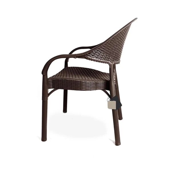 Omnipazar IRK-HK735 Bambu Rattan Desenli Plastik Bahçe Sandalye Koltuk 4'lü Set - 2