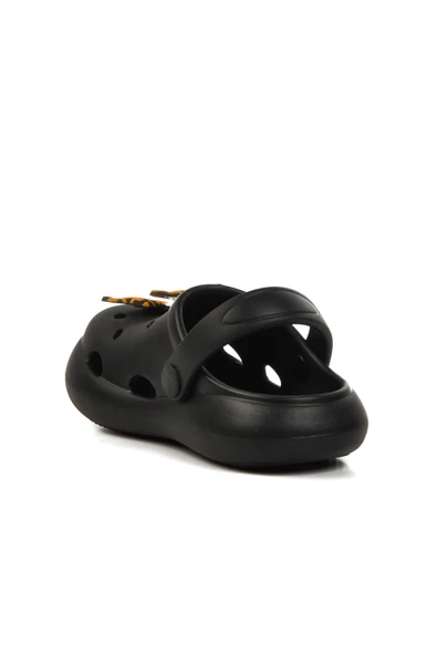 Monapicco Siyah Suni Deri Kız Çocuk Sabo Terlik - Resim 4