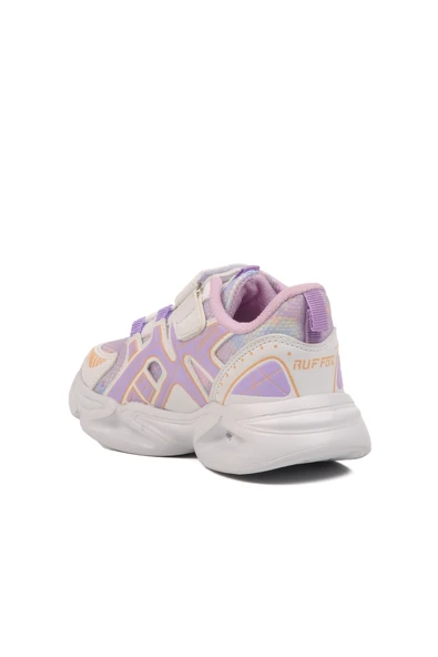 Aspor Beyaz Lila Cırtlı Fileli Hafif Kız Çocuk Spor Ayakkabı - Resim 4