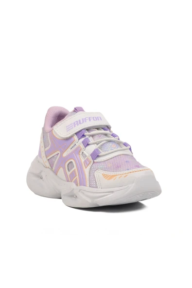 Aspor Beyaz Lila Cırtlı Fileli Hafif Kız Çocuk Spor Ayakkabı - Resim 3