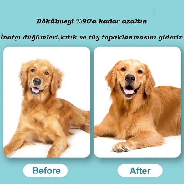 TechTic Evcil Hayvan Bakım Fırçası Kıtık Tüy Topak Açıcı Tarak Metal Dişli Kedi Köpek Tarağı - 5