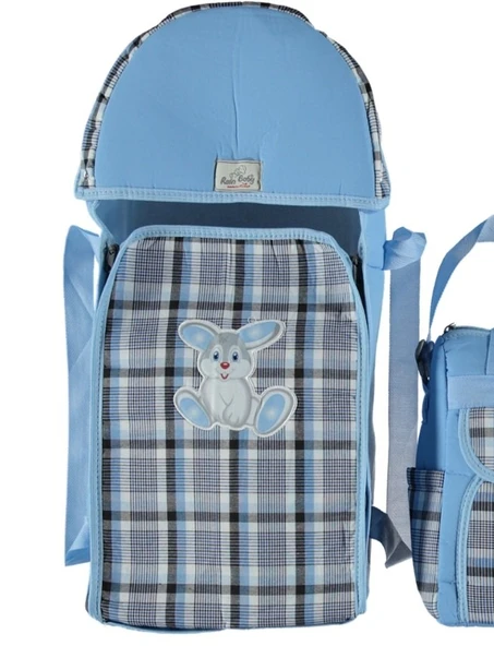 Portbebe Bebek Taşıma ve Bebek Bakım Çantası Ekose Model İkili Set Pratik Günlük Kullanım - 11