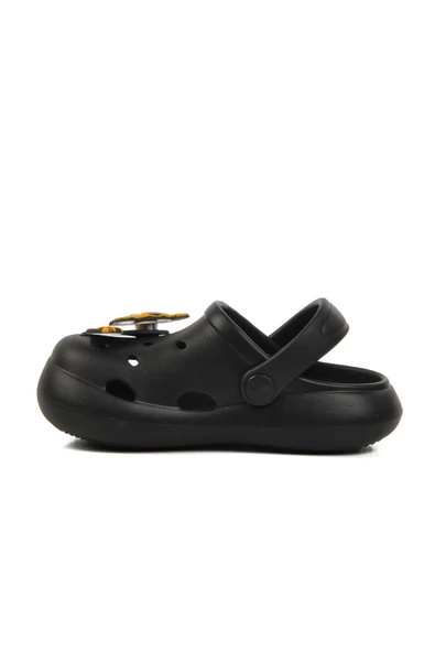 Monapicco Siyah Suni Deri Kız Çocuk Sabo Terlik - Resim 2