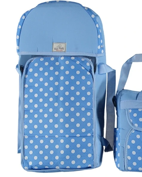 Portbebe Bebek Taşıma ve Bebek Bakım Çantası Puantiye Model İkili Set Pratik Günlük Kullanım - 8