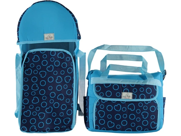 Portbebe Bebek Taşıma ve Bebek Bakım Çantası İkili Set Pratik Günlük Kullanım Kalpli Model - 10