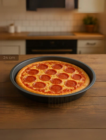 2'li Pizza Tavası Seti Alüminyum Pizza Tepsisi Yapışmaz Lahmacun Pide Tavası 24 Cm - 2