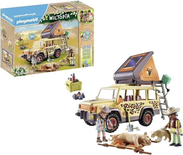 Playmobil Wiltopia 71293 Aslanlar ve Arazi Aracı, Savanada Macera Dolu Hayvan Bakımı, Sürdürülebilir Malzemeden Eğitici
