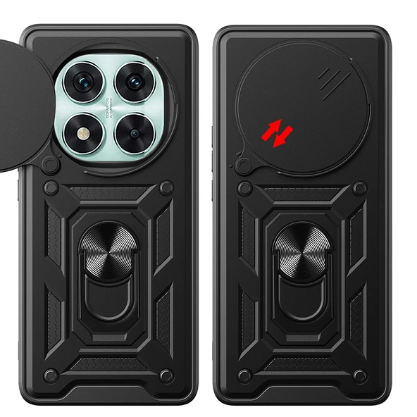 Xiaomi Redmi Note 14 Pro 5G Kılıf Magnetik Standlı Kamera Korumalı Sürgülü Vega Kapak - Resim 9