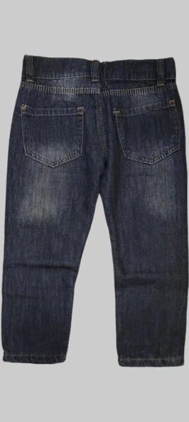 Erkek Çocuk Denim Çizgili Füme Tırtıklı Ligrasız Kot Pantolon - 2