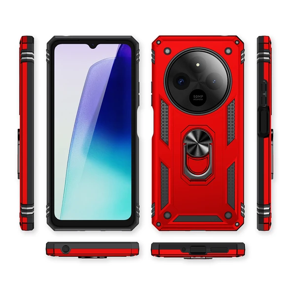 Xiaomi Redmi 14C Kılıf Vega Tank Sert Yüzüklü Standlı Zırh Koruma Kapak - Resim 3