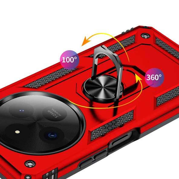 Xiaomi Redmi 14C Kılıf Vega Tank Sert Yüzüklü Standlı Zırh Koruma Kapak - Resim 4