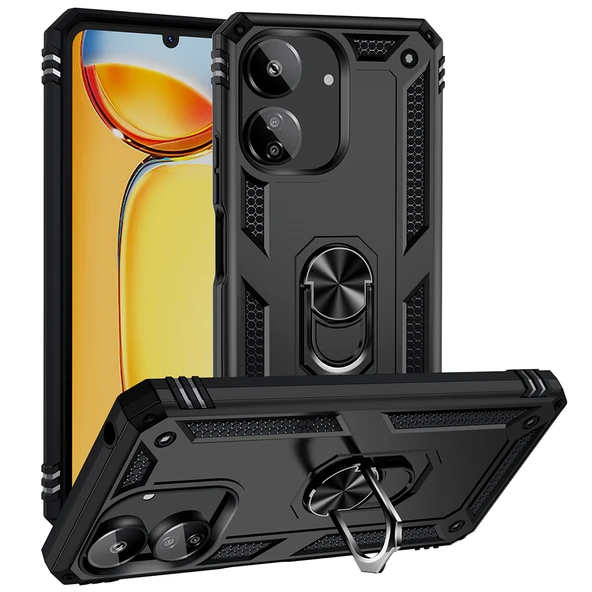 Xiaomi Poco C65 Kılıf Vega Tank Sert Yüzüklü Standlı Zırh Koruma Kapak - Resim 10