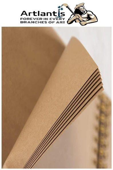 A3 Kraft Eskiz Defteri Spiralli 50 Yaprak Karakalem Çizim Seti Hamur Silgi Fatih Dereceli Kalem Hobi Tasarım Seti Telli - 5