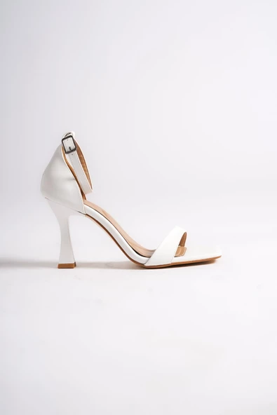 Beyaz Tek Bantlı Kadeh Topuk Ayakkabı - Middle - 4