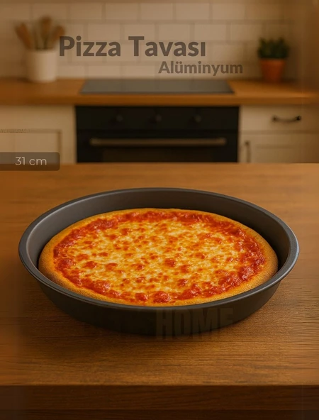 2'li Pizza Tavası Seti Alüminyum Pizza Tepsisi Yapışmaz Lahmacun Pide Tavası 31 Cm - 2
