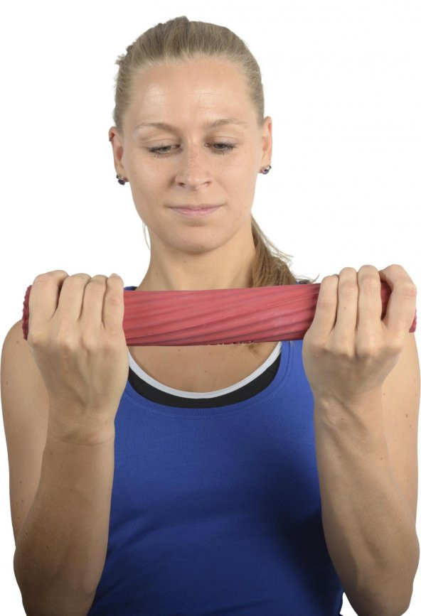 MVS FLEXBAR , EL , PARMAK , BİLEK VE KOL GÜÇLENDİRME BARI , 
BİLEK EGZERSİZİ KIRMIZI RENK (ORTA) - 4