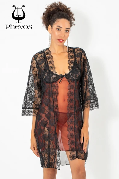 Phevos 3'lü Gecelik ve Sabahlık Takımı-3758 - Resim 9