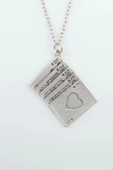 poker- İskambil Gümüş Kaplama Düz Zincir Kolye ürün görseli 1