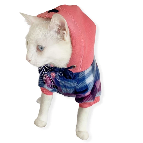 Mini Suqare Pie Kapşonlu Sweatshirt Ceket Kedi Süeteri Kıyafeti
