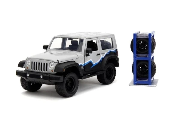 Jada Toys Just Trucks 1:24 2007 Jeep Wrangler Kamyon, Lastik Raflı