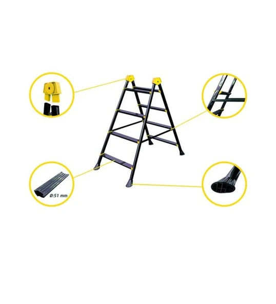 Lepus 4+4 Metal Merdiven Çift Çıkışlı 150kg Taşıma Kapasitesi 4 Basamak - 3
