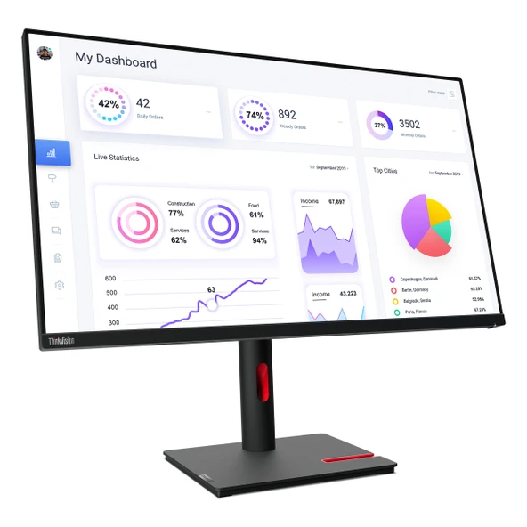 Lenovo ThinkVision T32p-30 63D2GAT1TK 31.5" 60Hz 4Ms HDMI+DP+USB-C+RJ45 UHD IPS Pivot Vesa Monitör - 2