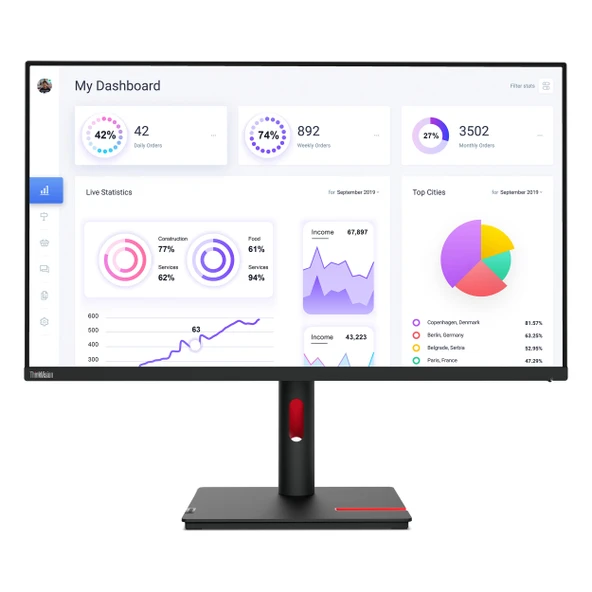Lenovo ThinkVision T32p-30 63D2GAT1TK 31.5" 60Hz 4Ms HDMI+DP+USB-C+RJ45 UHD IPS Pivot Vesa Monitör
