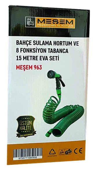 MEŞEM SULAMA HORTUM SETİ 15 MT+ 8 FONK. TABANCALI 963