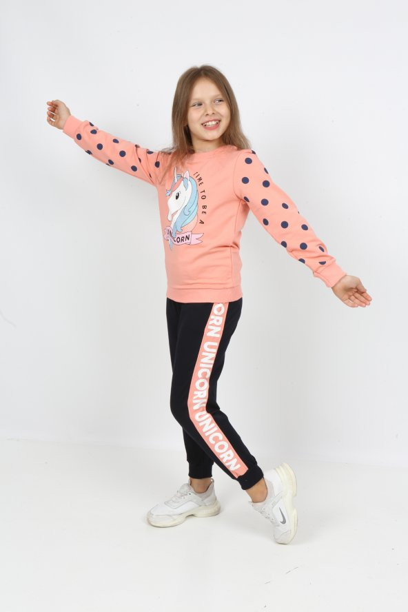 i&k  şımarık kids kız çocuk unicol baskılı  eşofman takımı