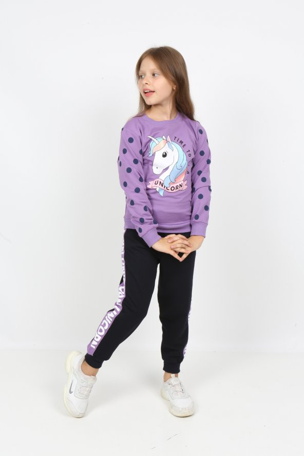i&k  şımarık kids kız çocuk unicol baskılı  eşofman takımı