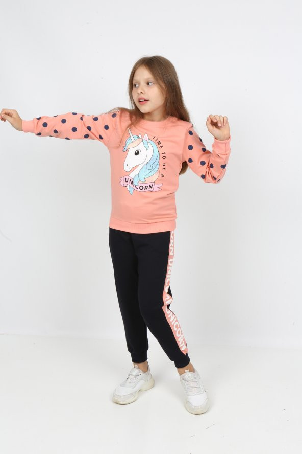 i&k  şımarık kids kız çocuk unicol baskılı  eşofman takımı - 3