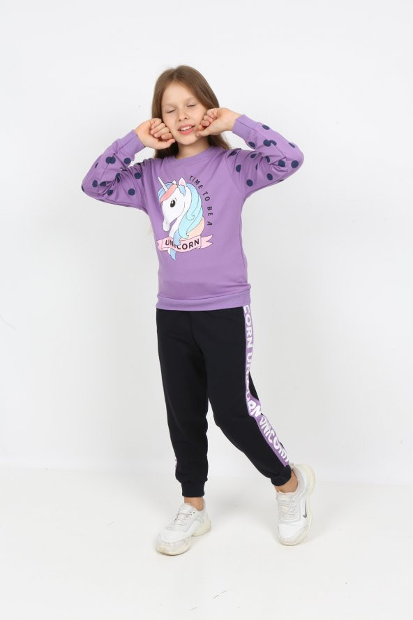 i&k şımarık kids kız çocuk unicol baskılı eşofman takımı - 2