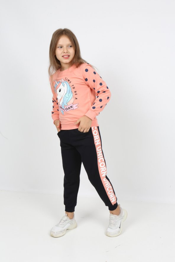 i&k  şımarık kids kız çocuk unicol baskılı  eşofman takımı - 5