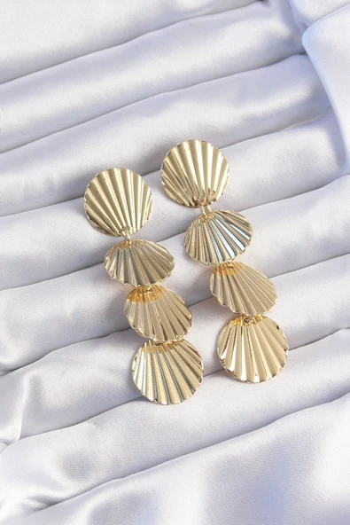 Pirinç Gold Renk Deniz Kabuğu Model Sallantılı Küpe - TJ-BKP9246 ürün görseli 1