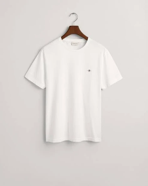 GANT Erkek Beyaz Slim Fit Bisiklet Yaka T-shirt - 3