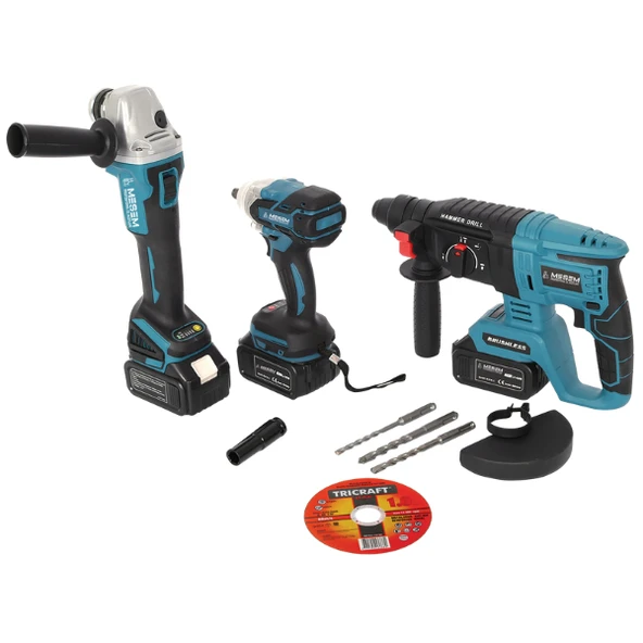 MEŞEM AKÜLÜ 3 LÜ SET(TAŞLAMA+HİLTİ+SOMUN SIKMA) 5104