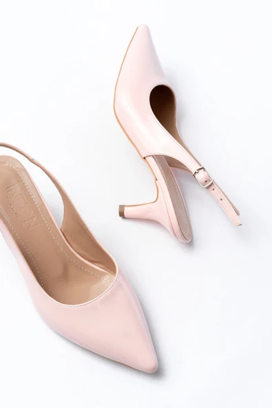 ST-1152 Pembe Rugan Günlük 7 cm Topuklu Kadın Ayakkabı - Resim 5