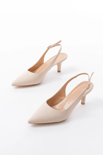 ST-1152 Bej Günlük 7 cm Topuklu Kadın Ayakkabı - Resim 3