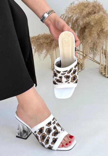 Evra Zebra Triko Topuklu Terlik - 2