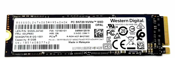 WD 512GB SSD SN720 Western Digital PCIe M.2 2280 NVMe SDAPNTW-512G 1012 FMFVN 3D NAND YENİLENMİŞ ÜRÜN - 2