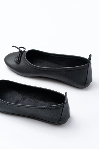 6101 Siyah Günlük  Fiyonklu Kadın Babet - Resim 5