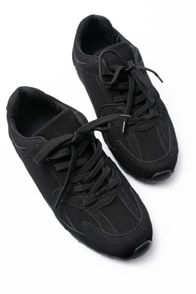 RS-01 Siyah Süet İnce Taban Günlük Spor Ayakkabı - Resim 4