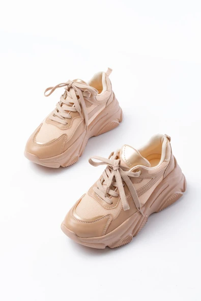 SP-149 Nut Gold Bağcıklı Fileli Günlük Spor Ayakkabı - 3