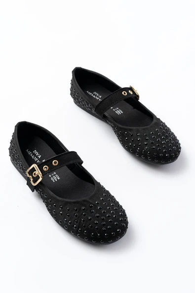 DM-6020 Siyah Troklu Baret Tokalı Günlük Kadın Babet - Resim 3