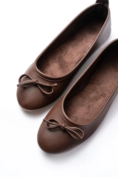 6101 Kahve Günlük  Fiyonklu Kadın Babet - Resim 3