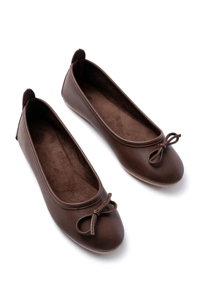 6101 Kahve Günlük  Fiyonklu Kadın Babet - Resim 4