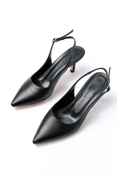 ST-1152 Siyah Günlük 7 cm Topuklu Kadın Ayakkabı - 4