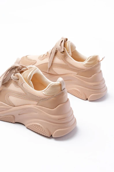 SP-149 Nut Gold Bağcıklı Fileli Günlük Spor Ayakkabı - 5